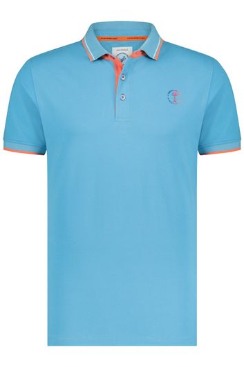 polo A Fish Named Fred blauw effen katoen slim fit
