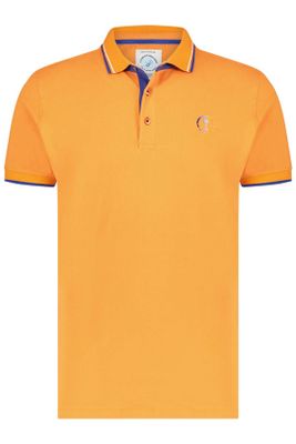 A Fish Named Fred polo A Fish Named Fred oranje effen katoen slim fit