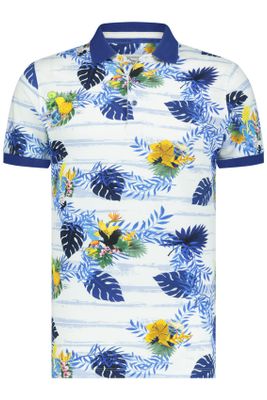 A Fish Named Fred A Fish Named Fred polo navy met print katoen slim fit