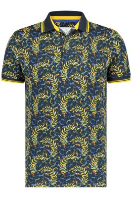 A Fish Named Fred polo A Fish Named Fred donkerblauw geprint katoen slim fit