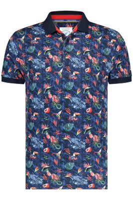 A Fish Named Fred A Fish Named Fred polo donkerblauw jungle print slim fit