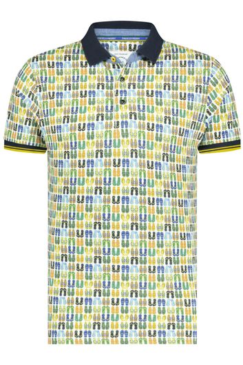 polo A Fish Named Fred groen geprint katoen slim fit