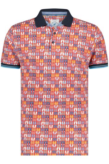 polo A Fish Named Fred rood geprint katoen slim fit