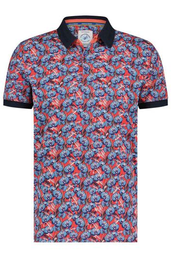 polo A Fish Named Fred rood geprint katoen slim fit