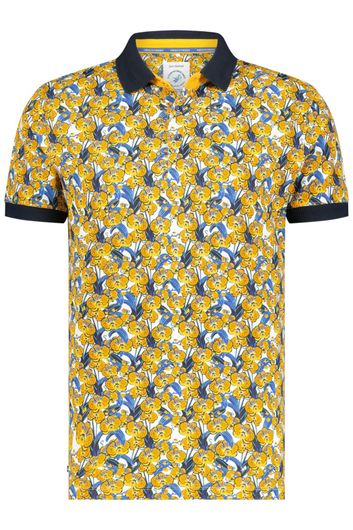 A Fish Named Fred poloshirt slim fit geel geprint 