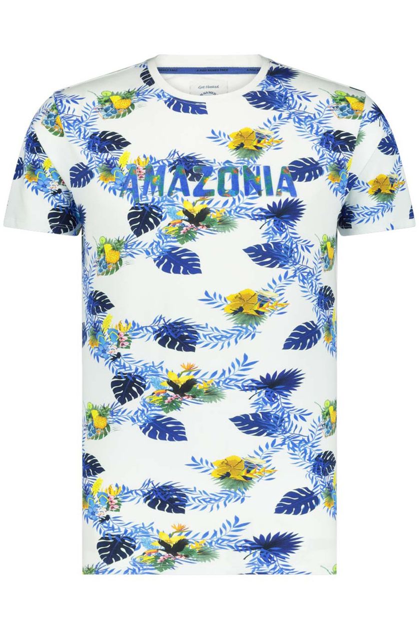 A Fish Named Fred t-shirt wit met blauw geprint