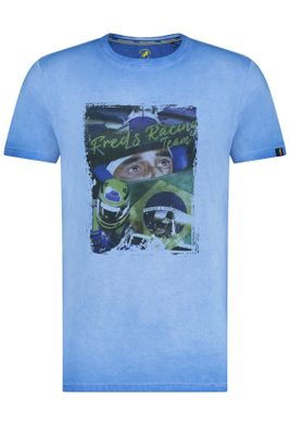 A Fish Named Fred A Fish Named Fred t-shirt blauw racing print 100% katoen