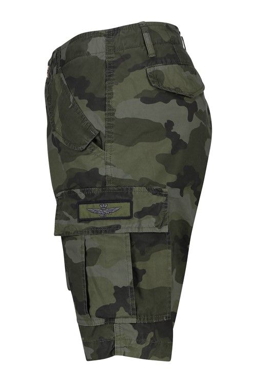 Aeronautica Militare korte broek groene legerprint katoen Comfort Fit
