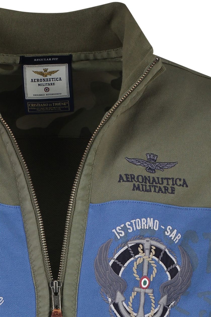Aeronautica Militare vest regular fit groen effen