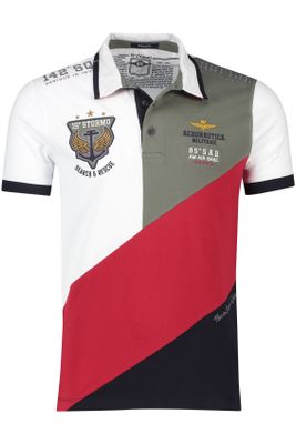 Aeronautica Militare Aeronautica Militare polo katoen normale fit rood met wit