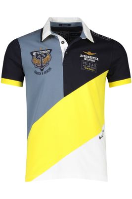 Aeronautica Militare Aeronautica Militare polo katoen normale fit geel donkerblauw 