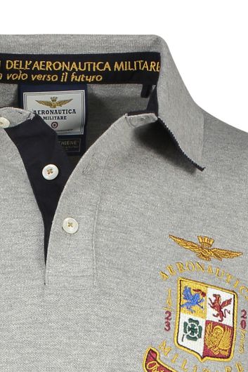 Aeronautica Militare polo katoen normale fit grijs met logo 