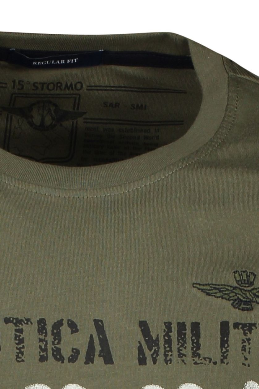 Aeronautica Militare t-shirt  legergroen katoen met opdruk