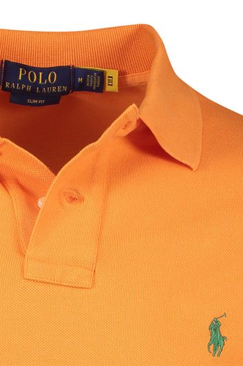 polo Polo Ralph Lauren oranje effen katoen slim fit