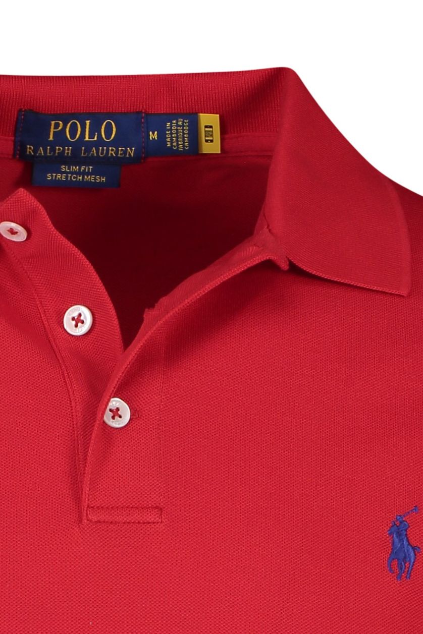 Polo Ralph Lauren poloshirt Slim Fit rood effen katoen-stretch