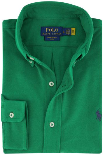 casual overhemd Polo Ralph Lauren groen effen katoen slim fit 