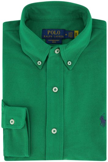 casual overhemd Polo Ralph Lauren groen effen katoen slim fit 