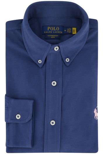 casual overhemd Polo Ralph Lauren blauw effen katoen normale fit 