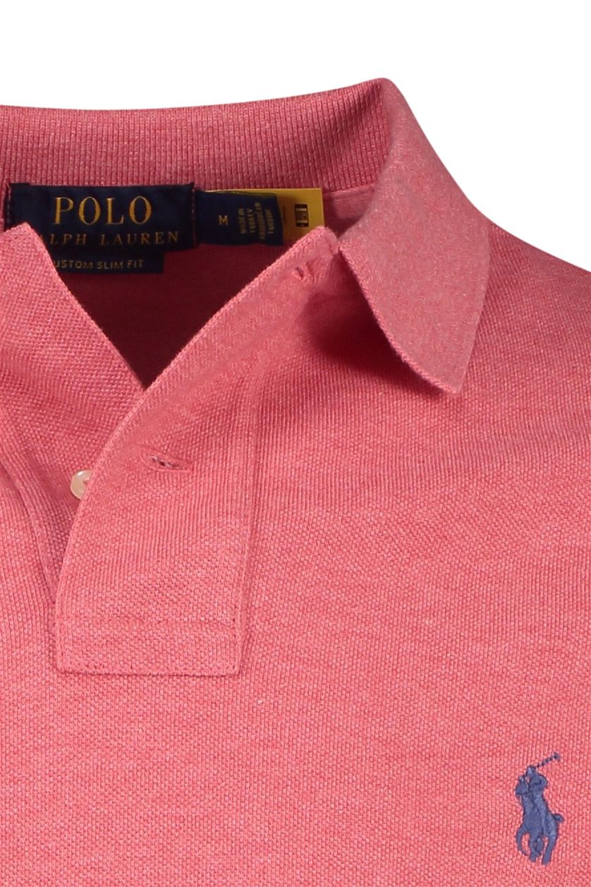Polo Ralph Lauren polo Custom Slim Fit normale fit 2 knoops roze effen katoen