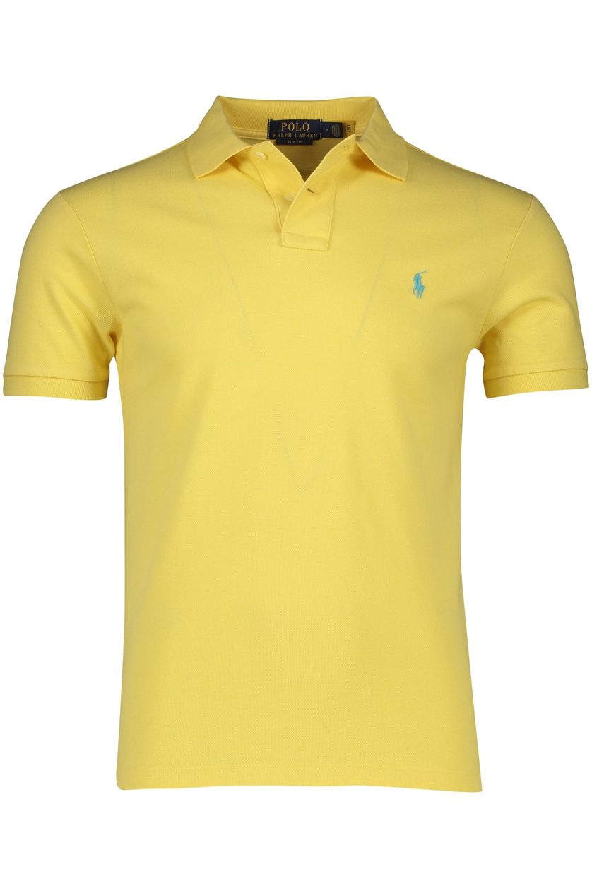 Polo Ralph Lauren polo slim fit geel effen katoen met logo