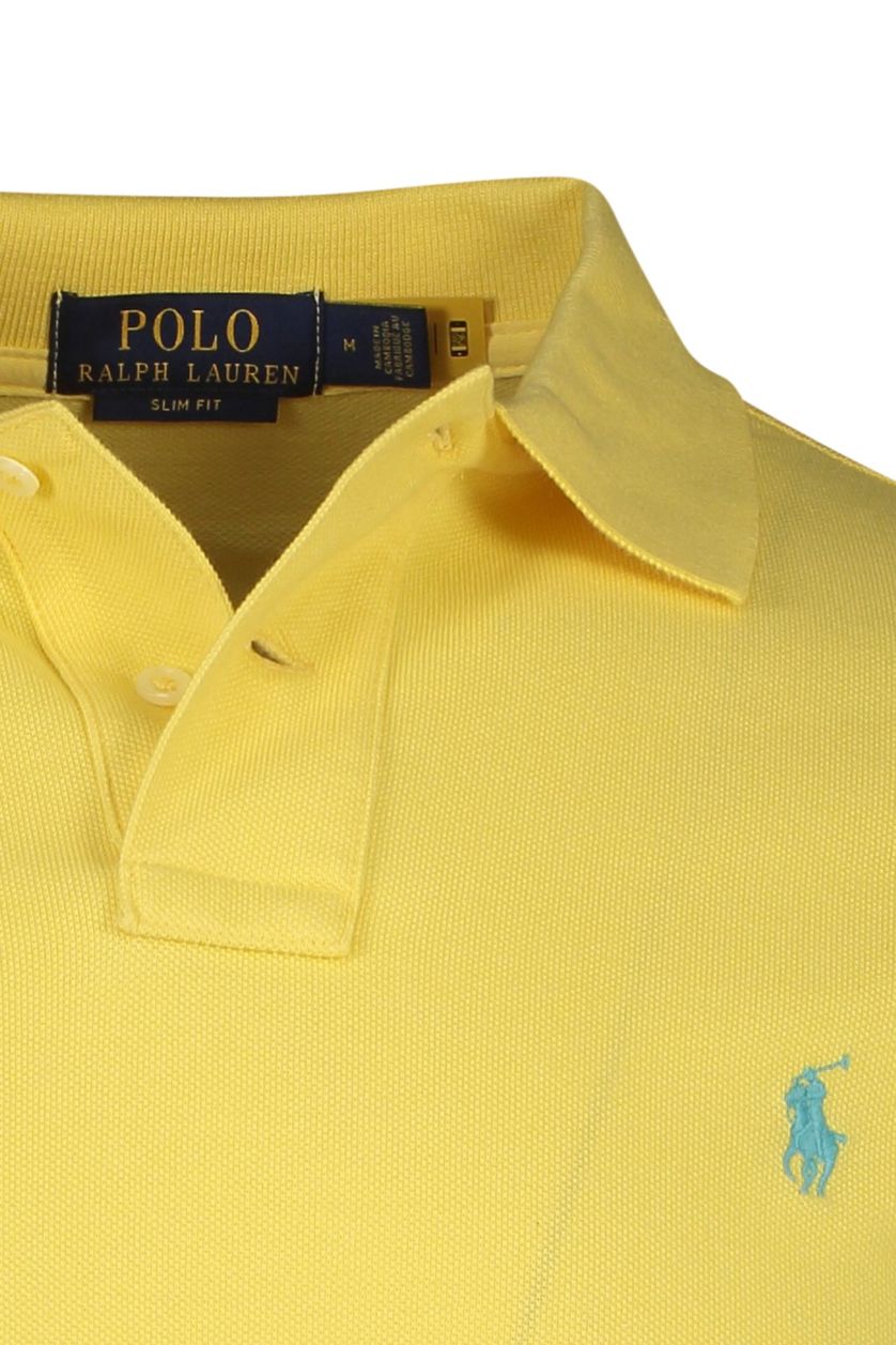 Polo Ralph Lauren polo slim fit geel effen katoen met logo