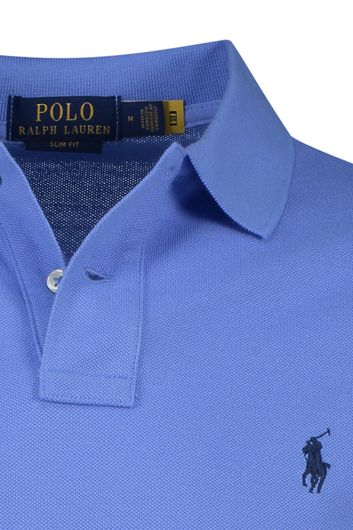Polo Ralph Lauren polo Slim Fit slim fit lichtblauw effen katoen donkerblauw logo