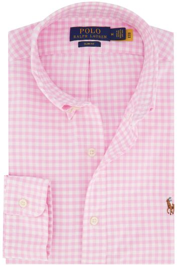 Polo Ralph Lauren casual overhemd Slim Fit lichtroze geruit katoen