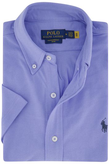 casual overhemd korte mouw Polo Ralph Lauren blauw effen katoen normale fit 