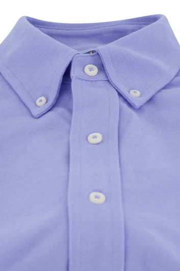 casual overhemd korte mouw Polo Ralph Lauren blauw effen katoen normale fit 