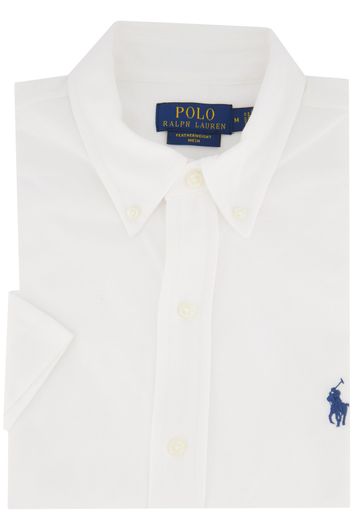 casual overhemd korte mouw Polo Ralph Lauren wit effen katoen normale fit 