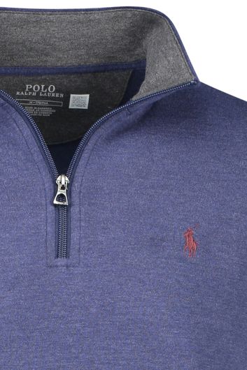 Polo Ralph Lauren sweater opstaande kraag blauw effen afneembare capuchon