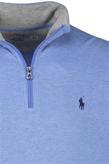 Polo Ralph Lauren trui opstaande kraag blauw effen katoen-stretch
