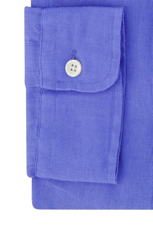 Polo Ralph Lauren casual overhemd Slim Fit blauw effen linnen 100%