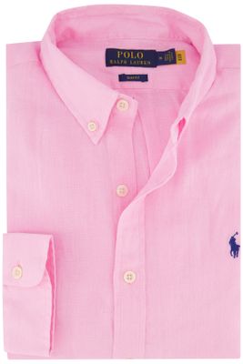 Polo Ralph Lauren Polo Ralph Lauren casual overhemd button-down Slim Fit lichtroze effen linnen