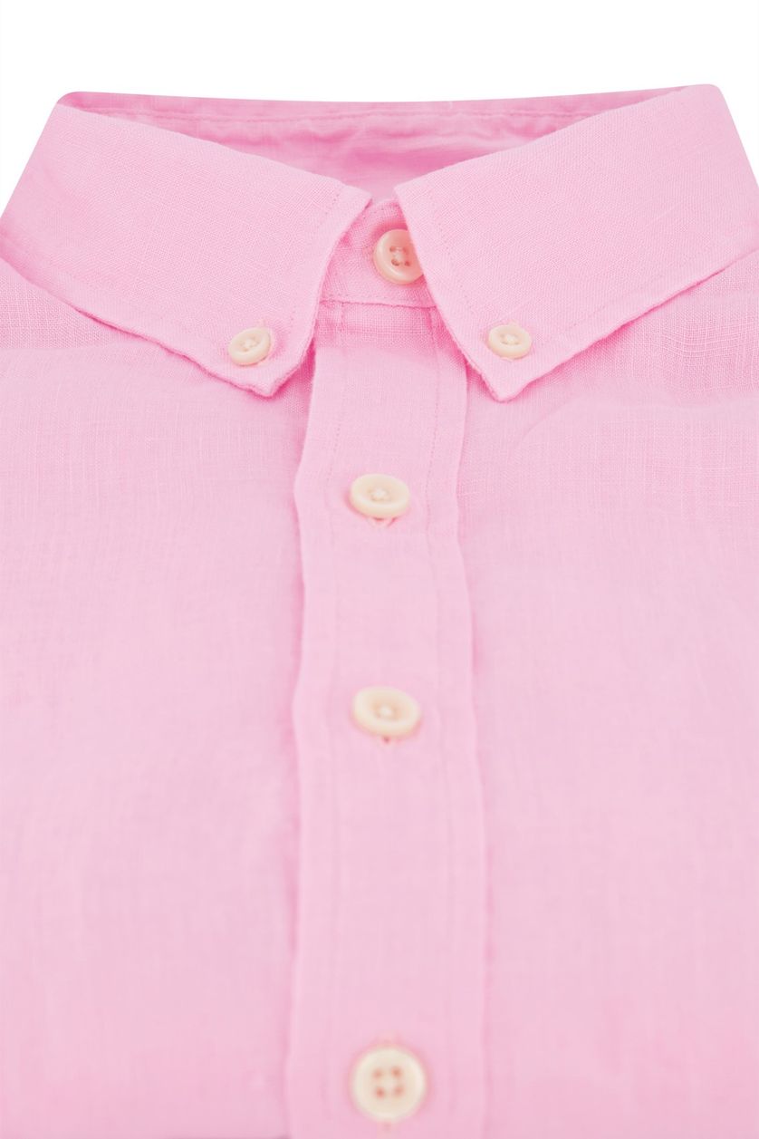 Polo Ralph Lauren casual overhemd Slim Fit lichtroze effen linnen button-down