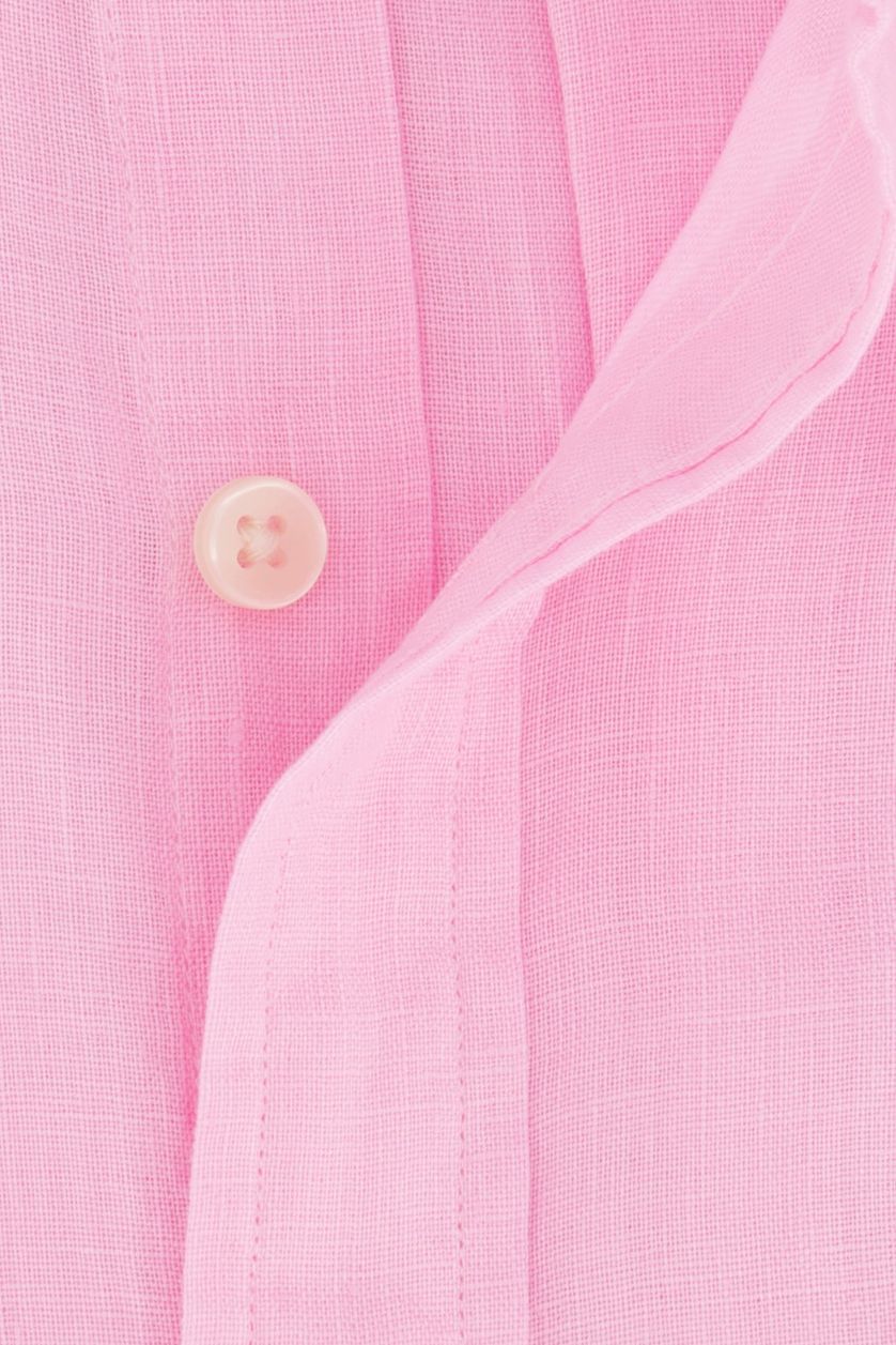 Polo Ralph Lauren casual overhemd Slim Fit lichtroze effen linnen button-down