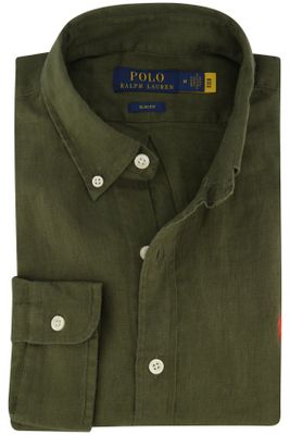 Polo Ralph Lauren Polo Ralph Lauren casual overhemd Slim Fit  groen effen linnen