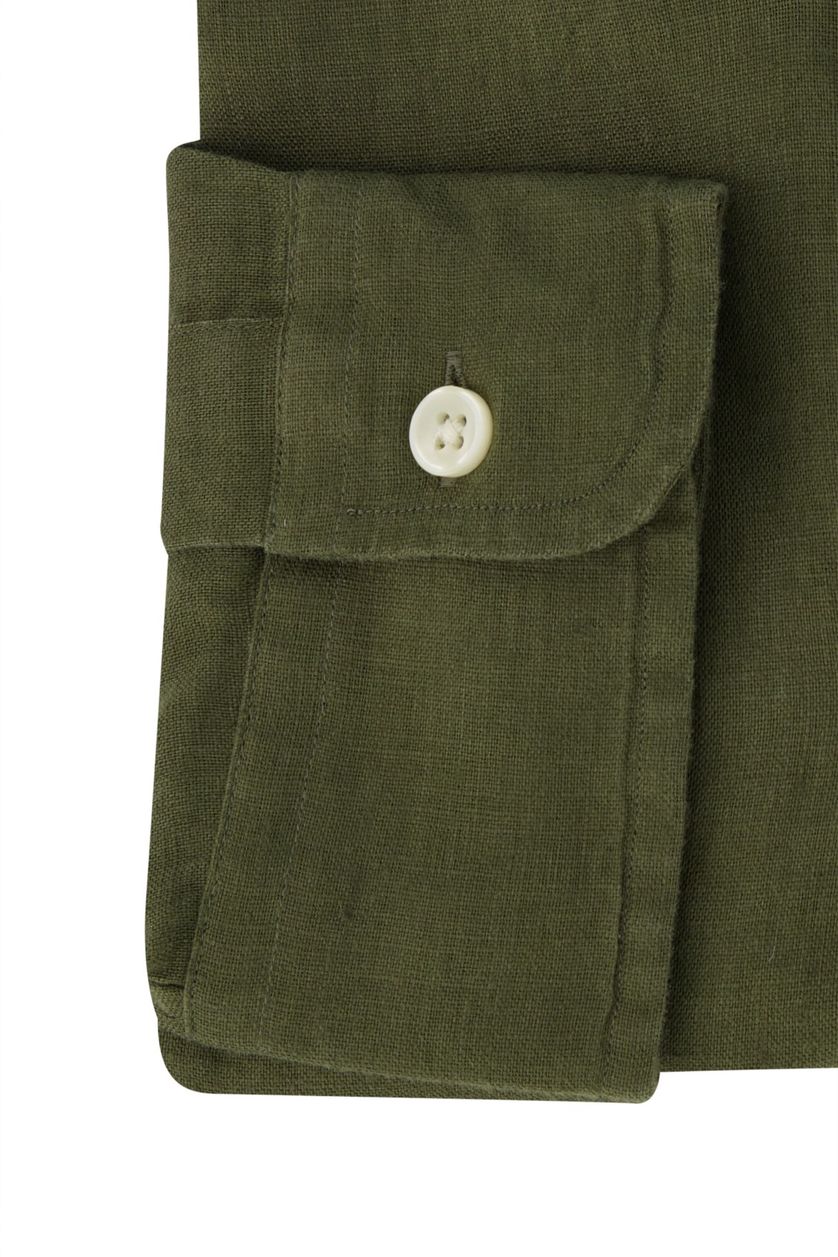Polo Ralph Lauren casual overhemd Slim Fit slim fit groen effen linnen