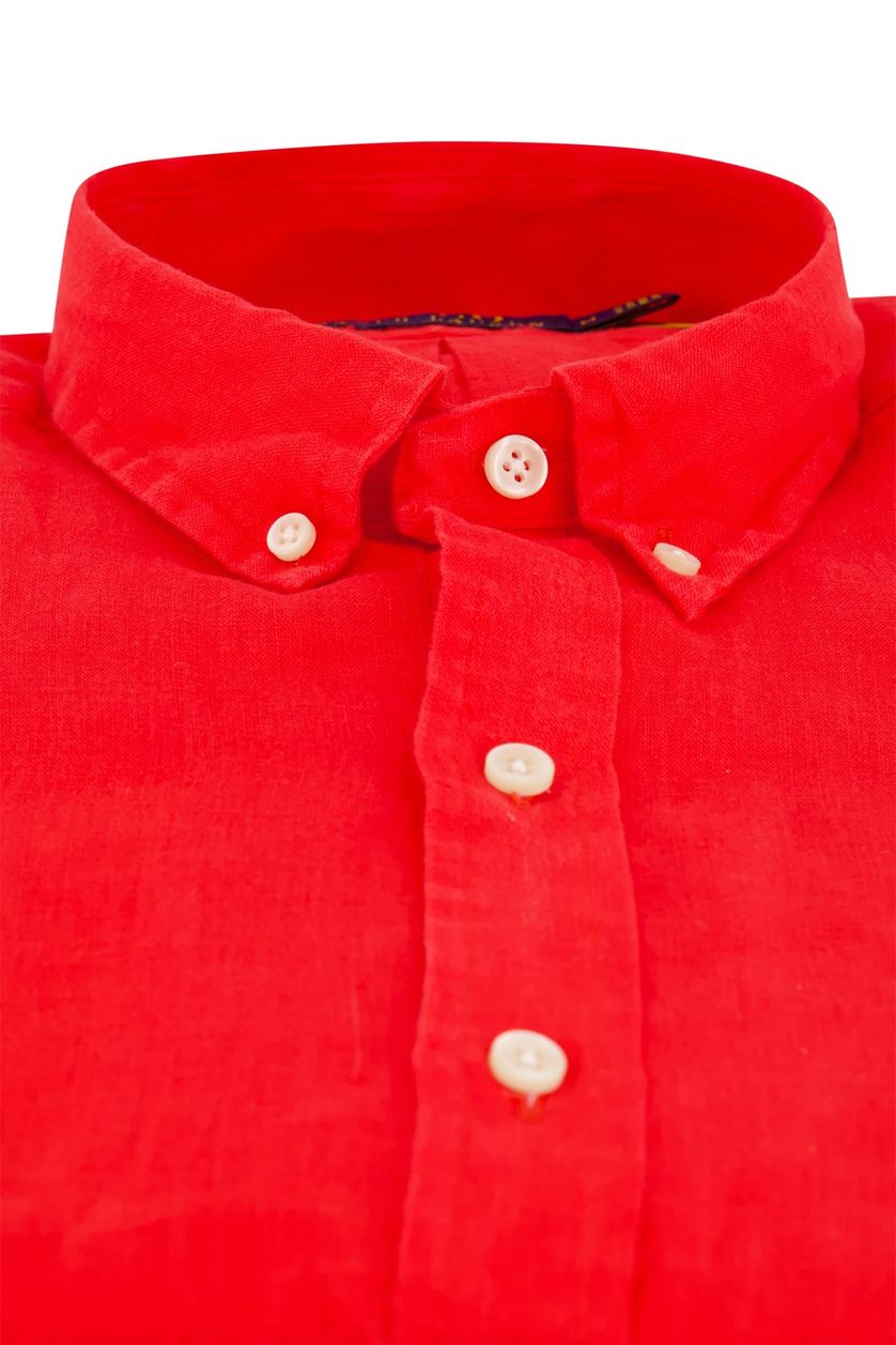 Polo Ralph Lauren casual overhemd Slim Fit fel rood effen linnen