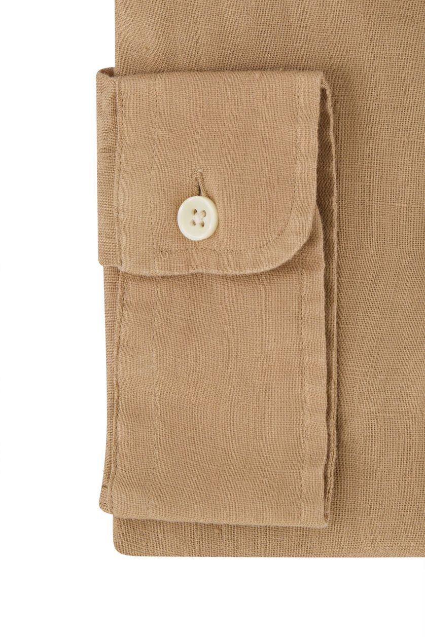Polo Ralph Lauren casual overhemd Slim Fit beige effen 100% linnen 