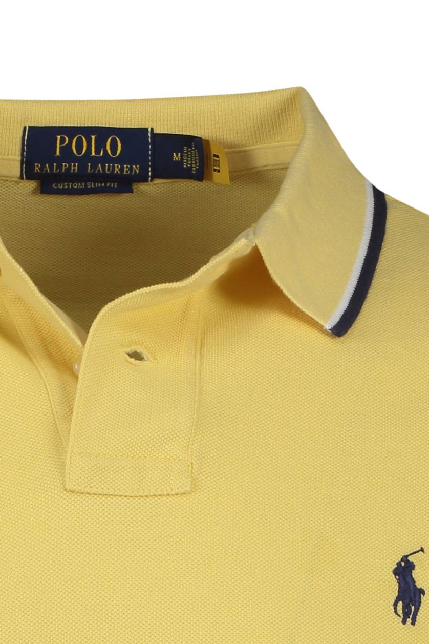 Polo Ralph Lauren poloshirt Custom Slim Fit geel effen 100% katoen