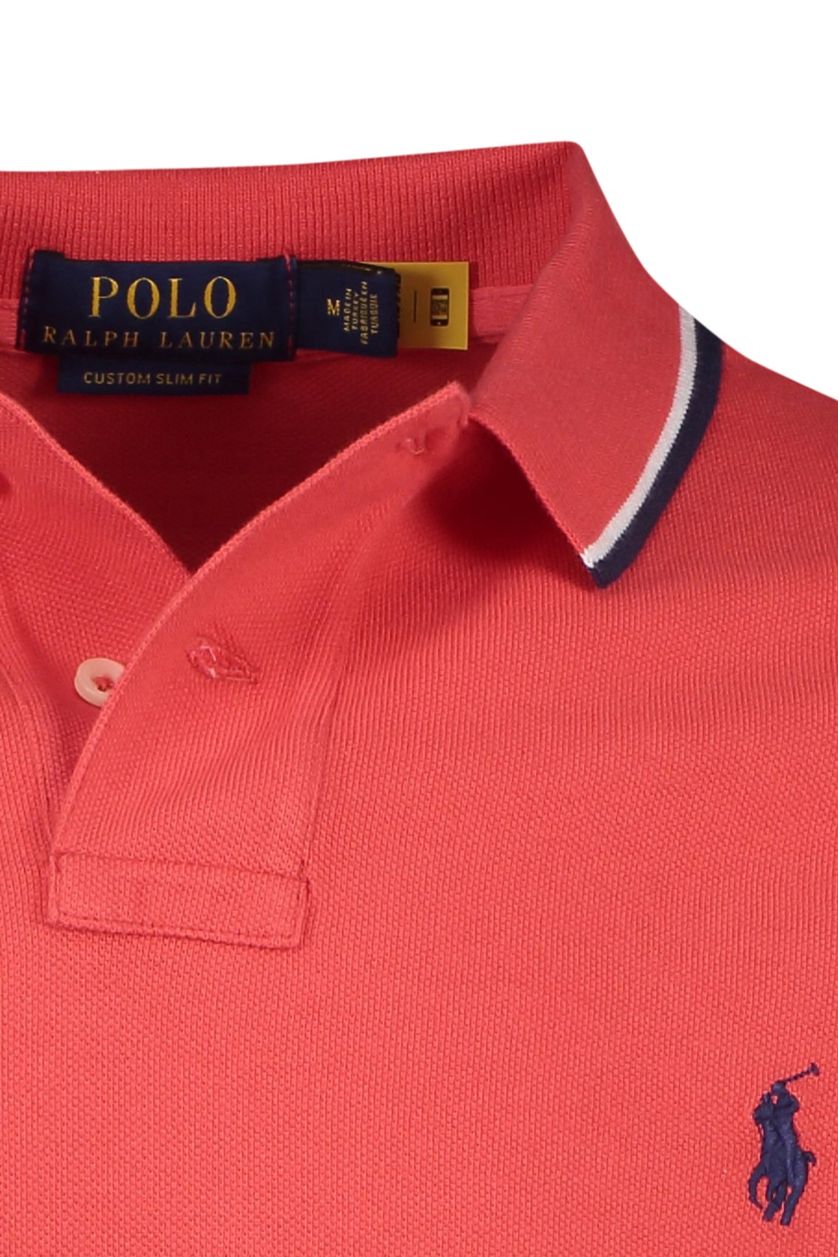 Polo Ralph Lauren poloshirt Custom Slim Fit rood effen katoen 2 knoops