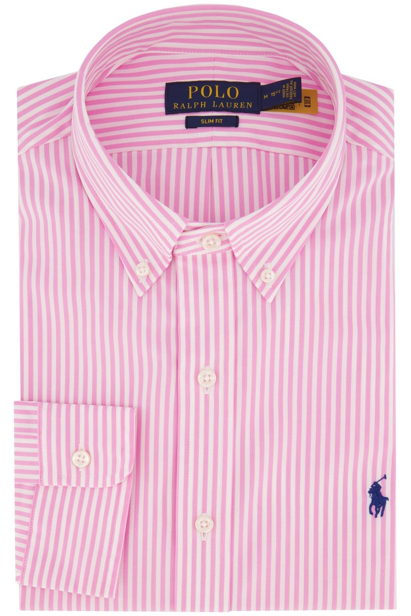 Polo Ralph Lauren casual overhemd blauw logo Slim Fit roze geruit katoen