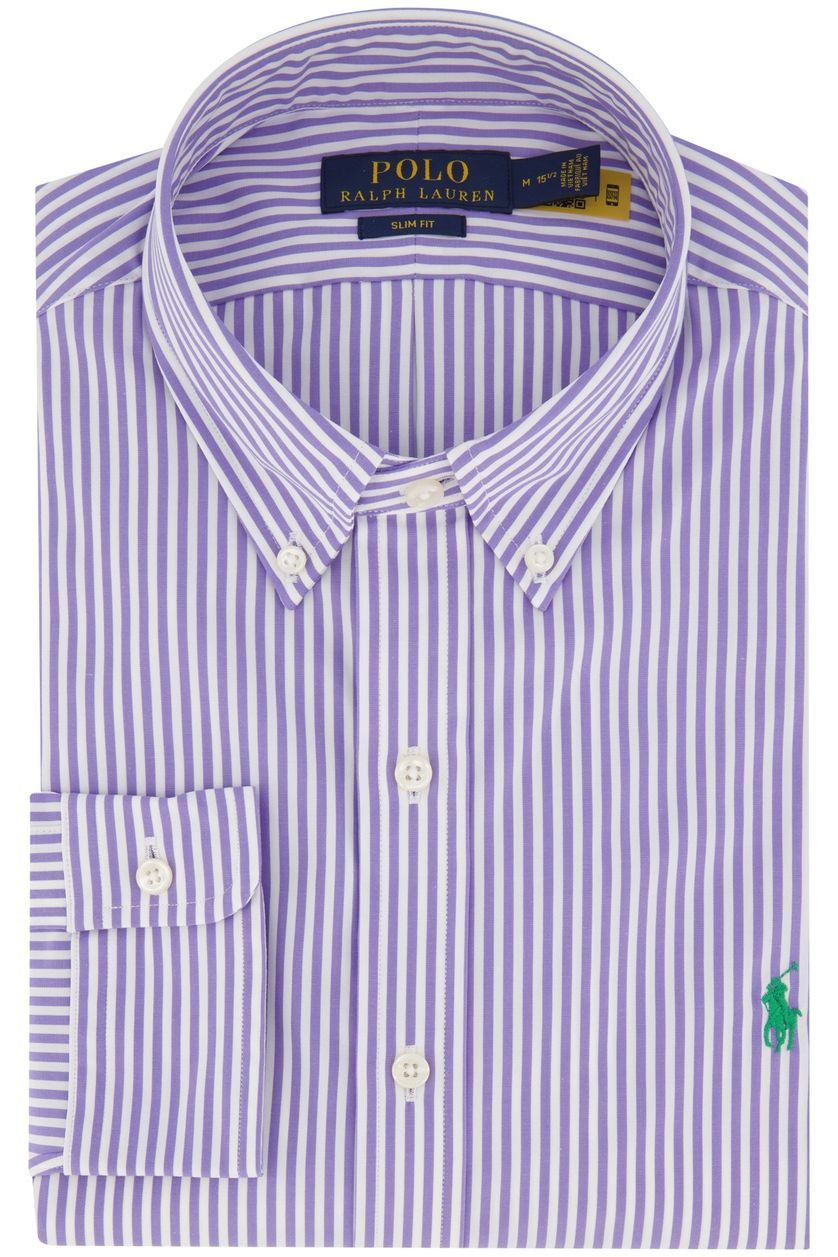 Overhemd Polo Ralph Lauren Slim Fit paars gestreept