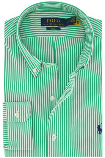 Polo Ralph Lauren casual overhemd button-down Slim Fit groen gestreept katoen