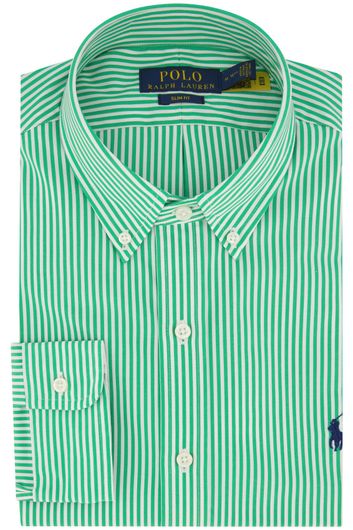 Polo Ralph Lauren casual overhemd button-down Slim Fit groen gestreept katoen
