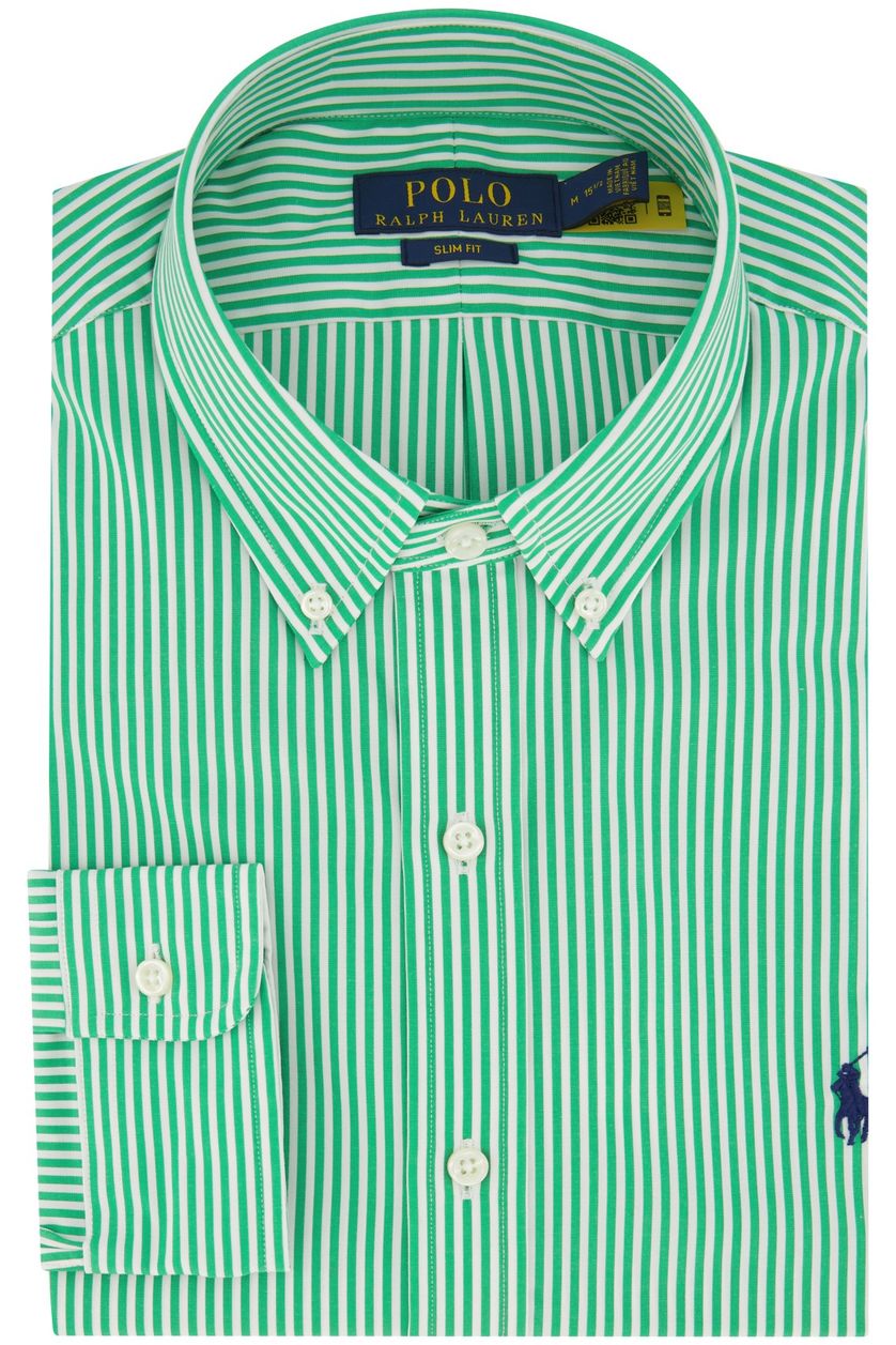 Polo Ralph Lauren casual overhemd Slim Fit button-down groen gestreept katoen