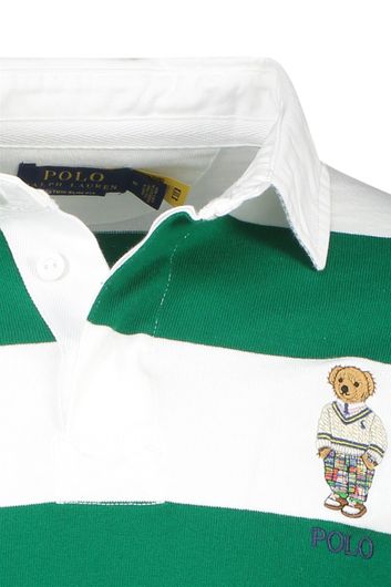 Polo Ralph Lauren trui groen 3 knoops gestreept katoen met logo