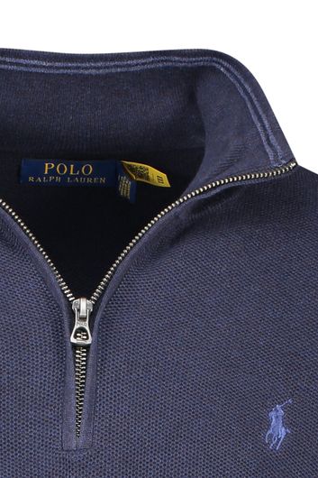 Donkerblauwe Polo Ralph Lauren trui effen katoen opstaande kraag