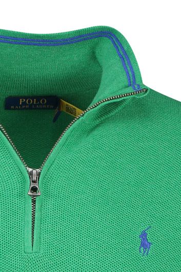 Polo Ralph Lauren trui opstaande kraag groen effen katoen halve rits